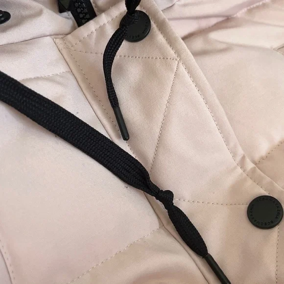 BCBGMaxAzria Pink Hooded Puffer Black Details Winter Coat Jacket XS - Picture 14 of 16